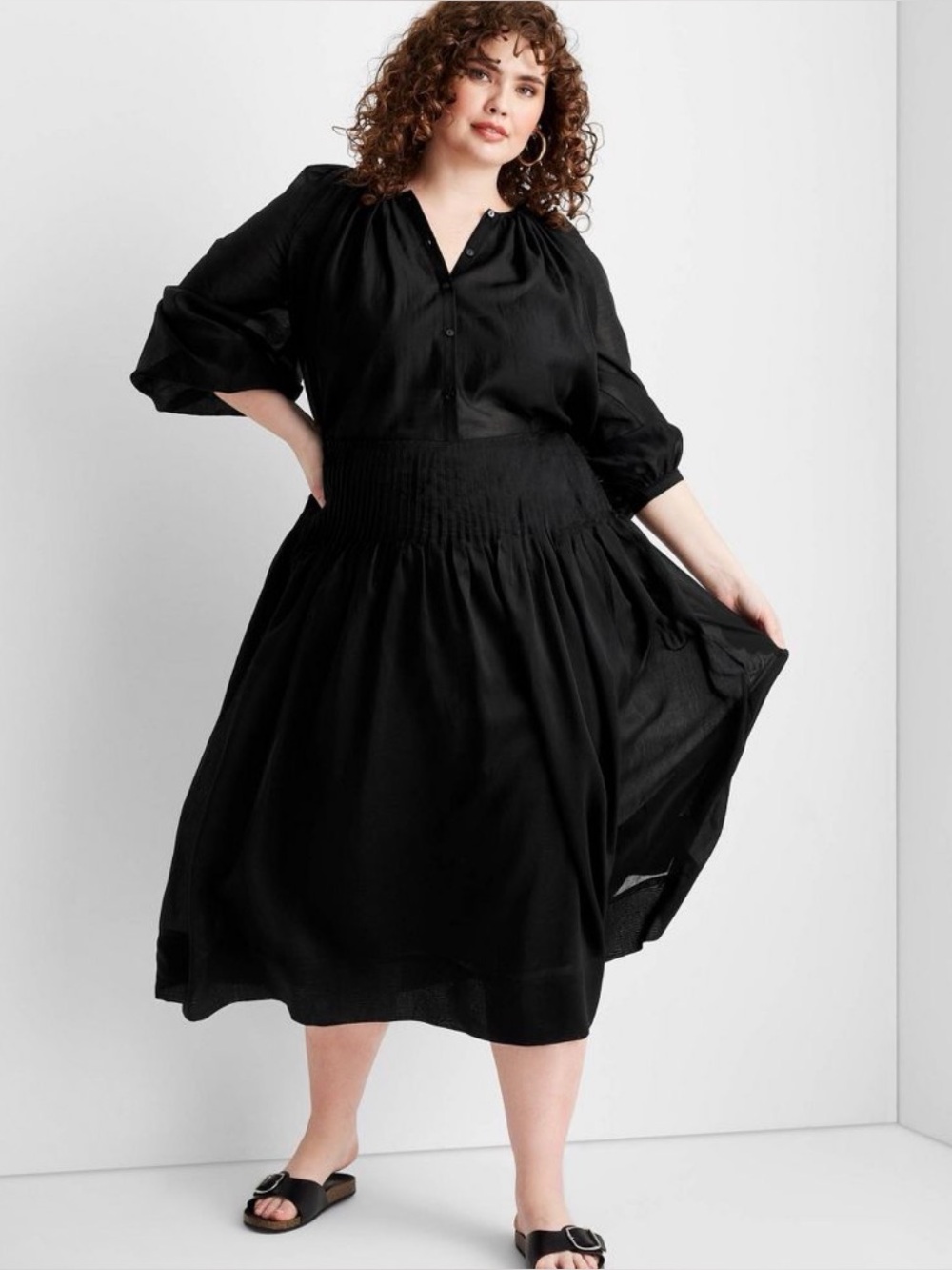 Women's Drop Waist Pleated Sheer Midi Skirt - Future Collective